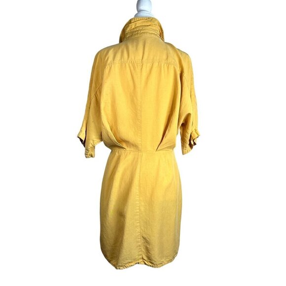 Thakoon Collective Tie Waist Shirtdress in Yellow 6 Womens Mini Collared - Picture 6 of 16
